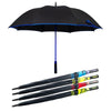Long Black Umbrella Straight Handle Coloured Trim Assorted Colours - Random Colour Supplied Pack of 2