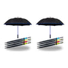 Long Black Umbrella Straight Handle Coloured Trim Assorted Colours - Random Colour Supplied Pack of 2