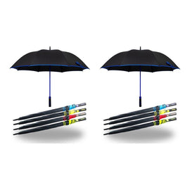 Long Black Umbrella Straight Handle Coloured Trim Assorted Colours - Random Colour Supplied Pack of 2