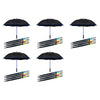 Long Black Umbrella Straight Handle Coloured Trim Assorted Colours - Random Colour Supplied Pack of 5