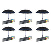 Long Black Umbrella Straight Handle Coloured Trim Assorted Colours - Random Colour Supplied Pack of 6