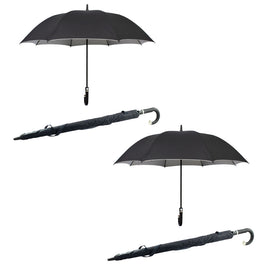 2 Pack Reflective Lined Umbrella with Cover Wind Resistant Compact for Men Women