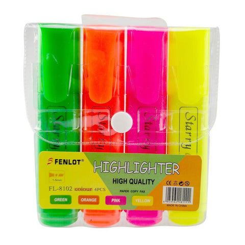 Fenlot Highlighter Pens 4 Pack Green Orange Pink Yellow