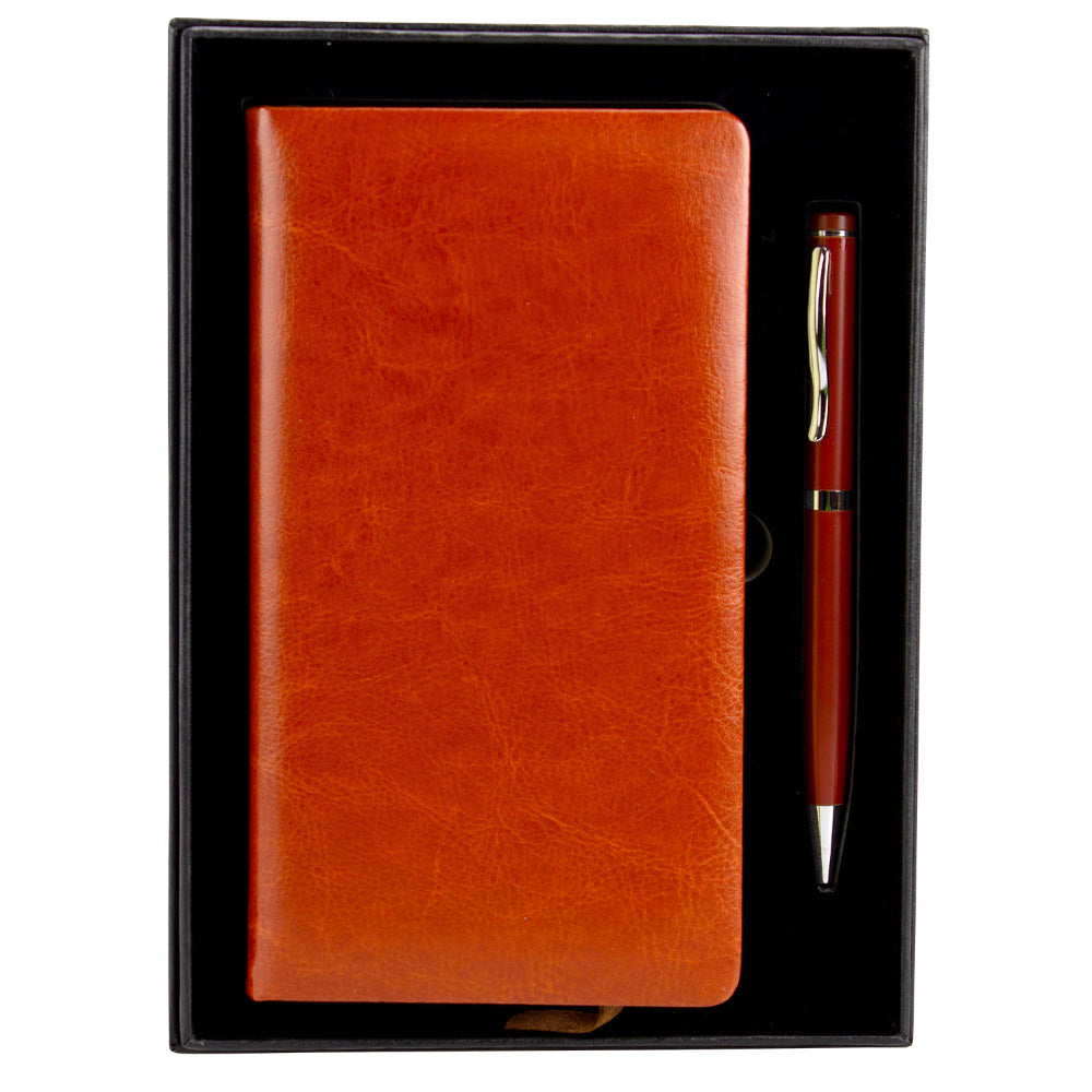 Office Essentials Notepad With Pen In Brown Colour Gift Set