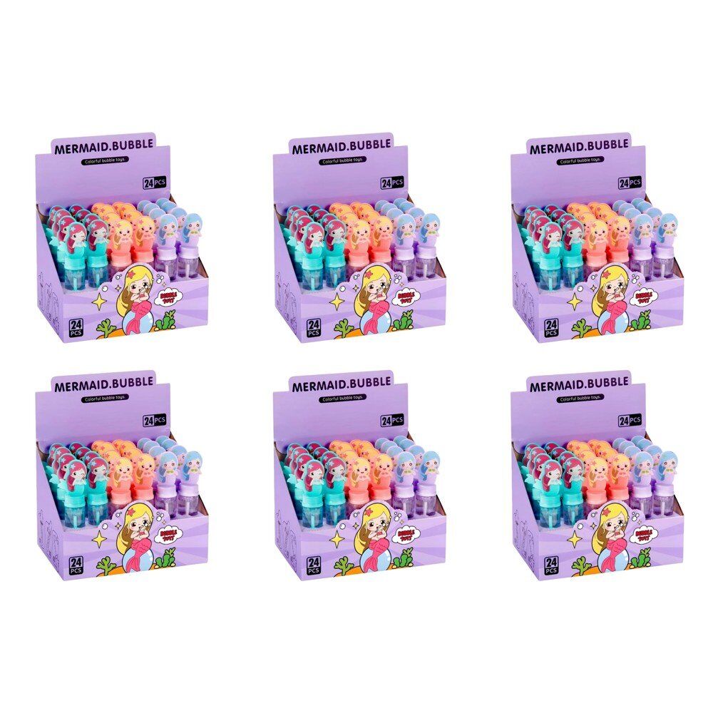 Mermaid Bubble Wand Bottles Counter Display of 24 Bundle of 6