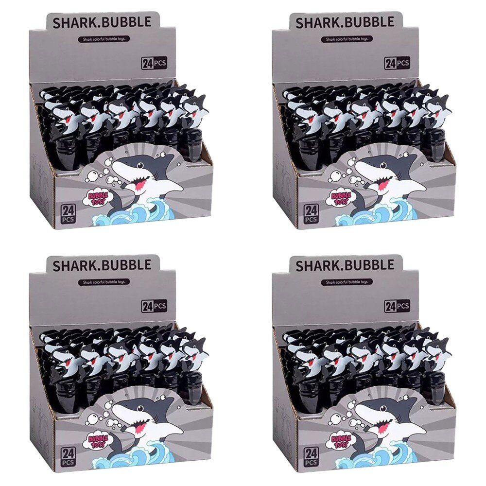 Shark Bubble Wand Bottles Counter Display of 24 Bundle of 4