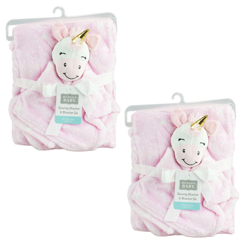 Baby Unicorn Blanket Set Pink 2 Pack Security Blanket and Throw