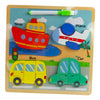 Kids Wooden Puzzle Vehicle Design Ship Plane Bus And Car