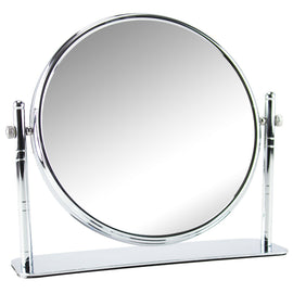 Round Mirror With Short Stand And Silver Colour Metal