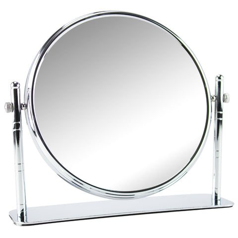 Round Mirror With Short Stand And Silver Colour Metal