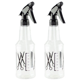 Large Transparent Spray Bottle Set x2 Refillable Barber Design Fine Mist