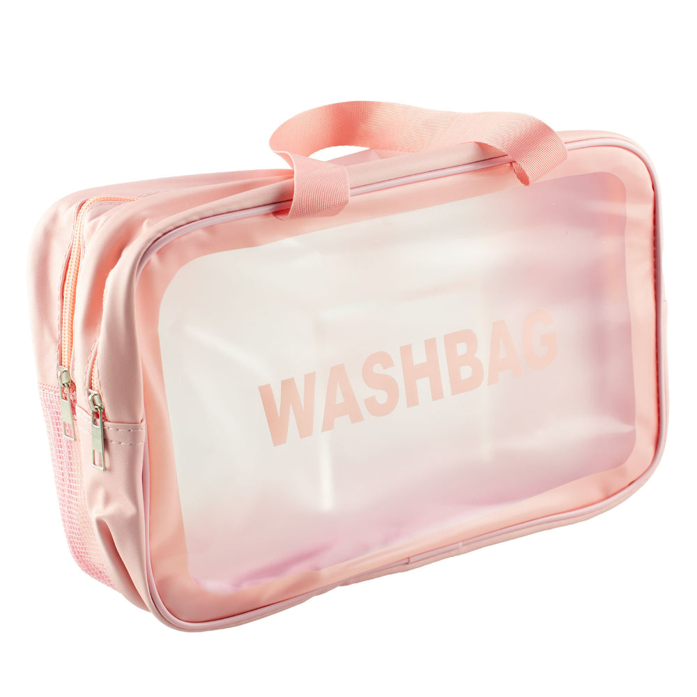 Lulu Grace Washable Toiletry Bag Pink With Double Zip