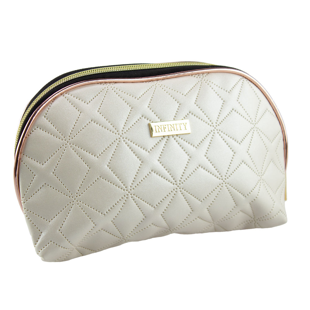 Lulu Grace Infinity Small Size White Cosmetic Bag With Star Embossed