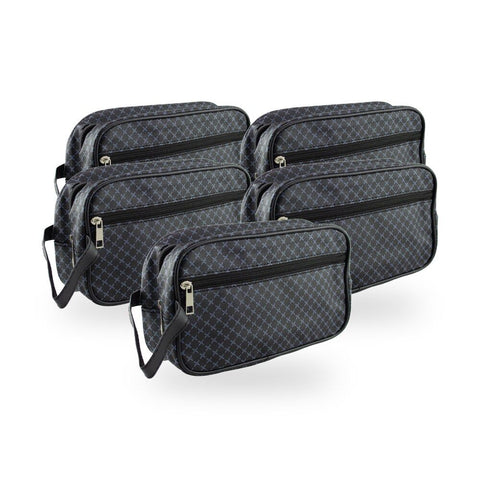 Crewman PU Vintage Print Design Dark Blue Color Toiletry Bag Pack of 5