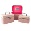 Lulu Grace 3 Piece PU Leather Beauty Case Pink Colour