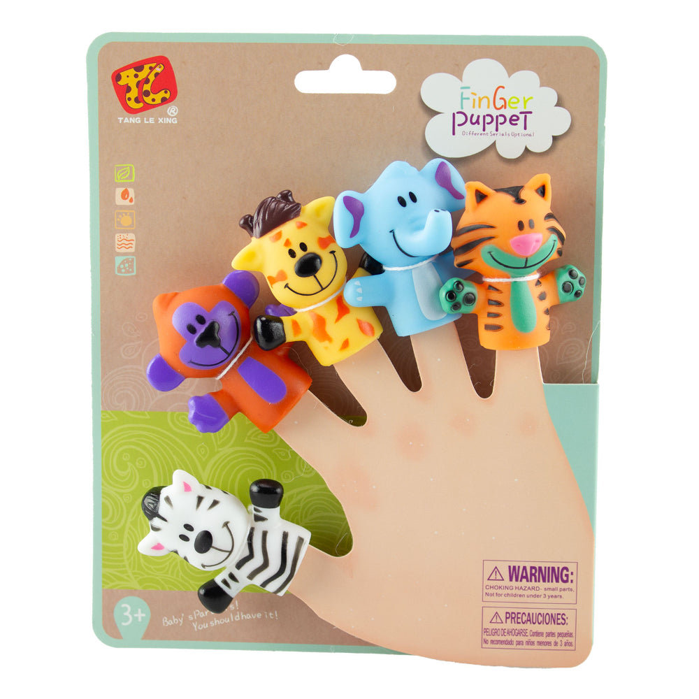 Kids Finger Puppet Set Of Five Zoo Animals Design