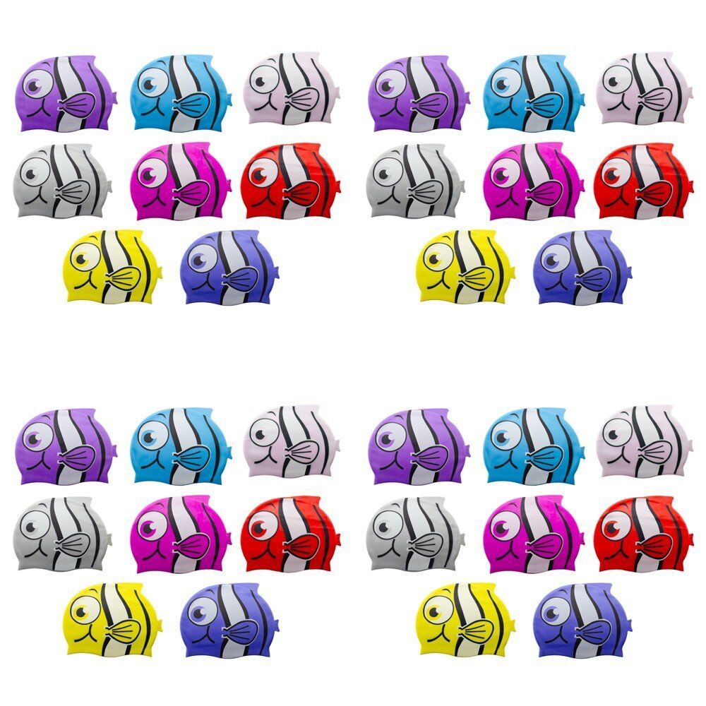 Kids Swimming Cap Clownfish Assorted Colours - Random Colour Supplied Pack of 4