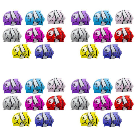 Kids Swimming Cap Clownfish Assorted Colours - Random Colour Supplied Pack of 4