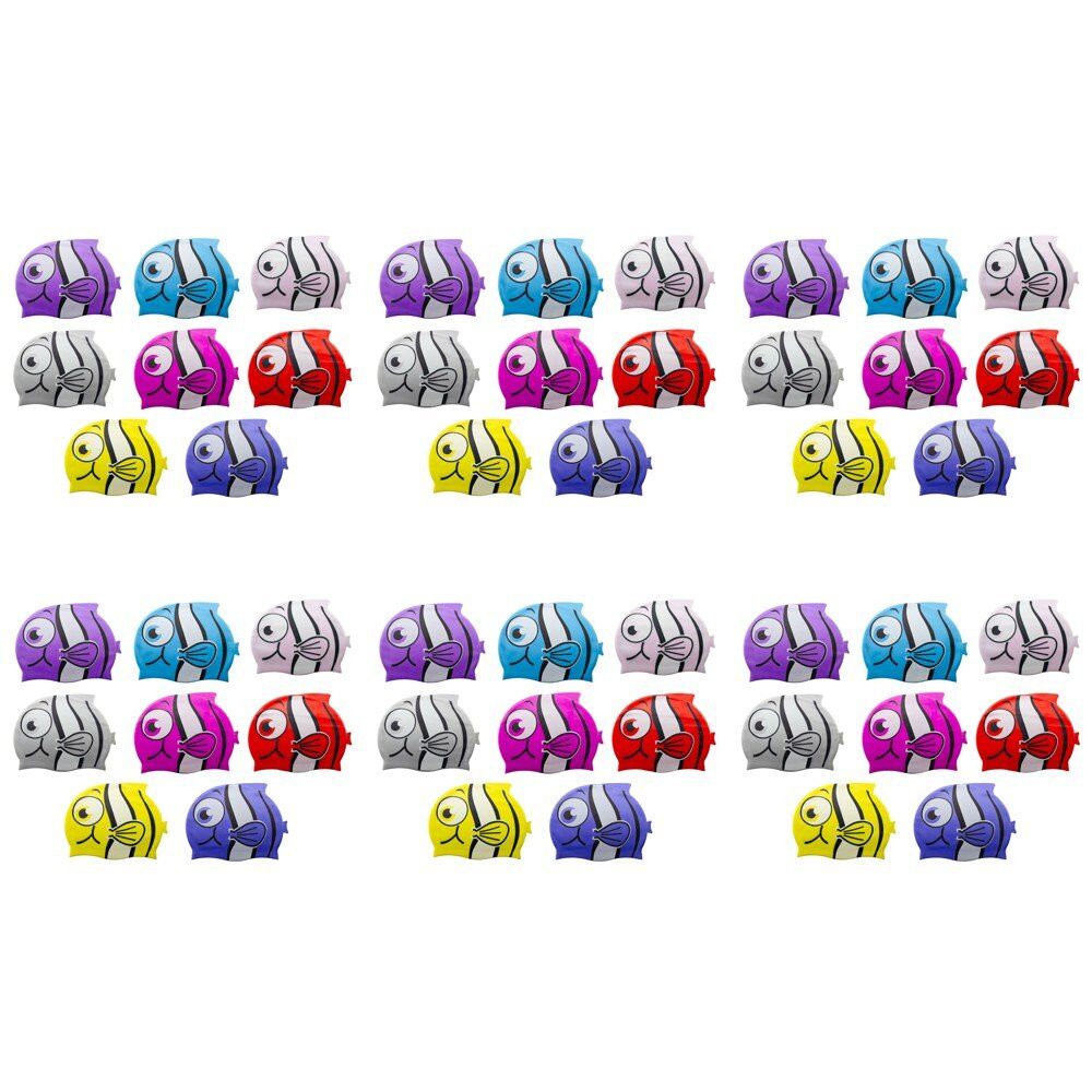 Kids Swimming Cap Clownfish Assorted Colours - Random Colour Supplied Pack of 6