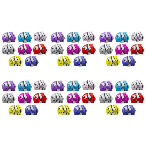 Kids Swimming Cap Clownfish Assorted Colours - Random Colour Supplied Pack of 6