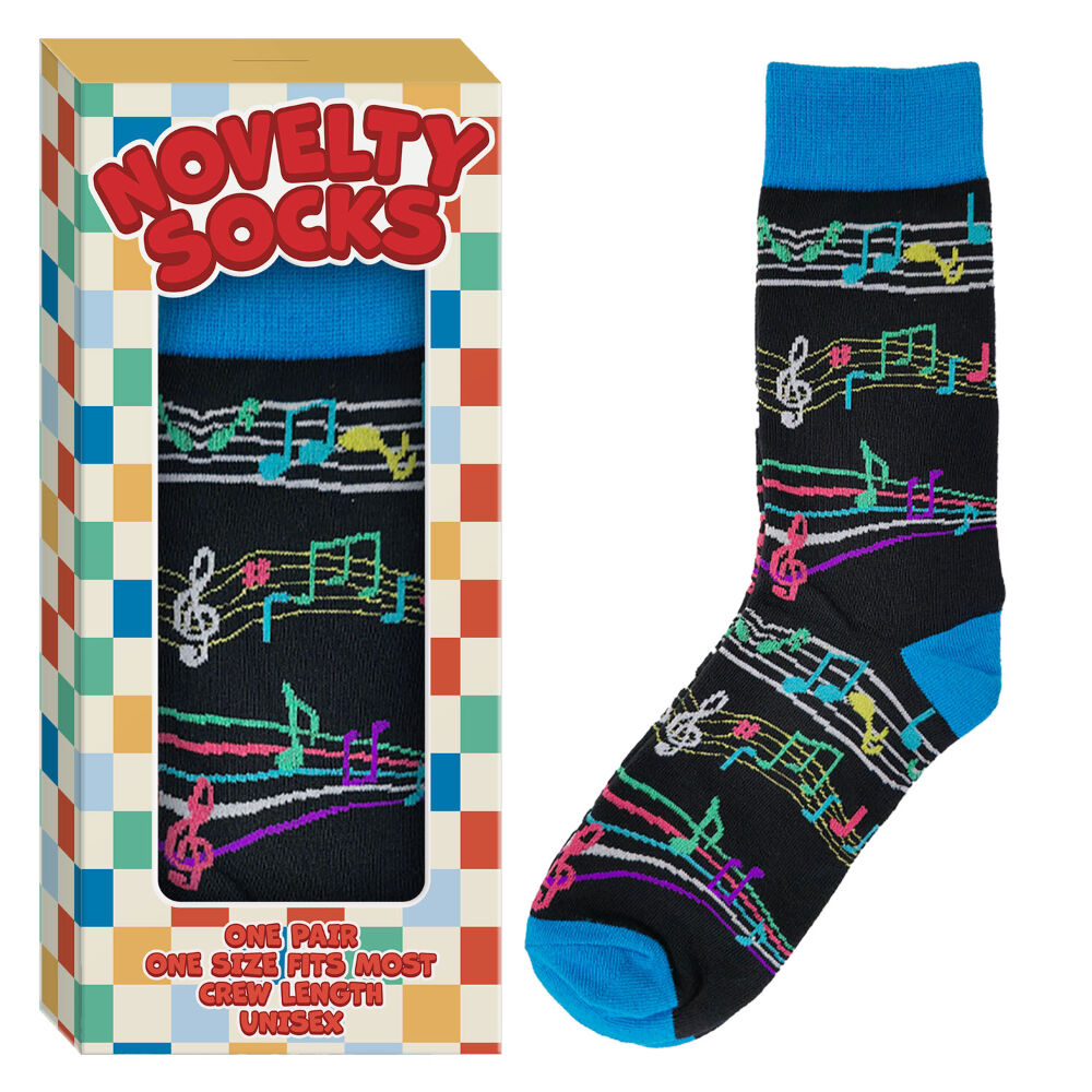 Music Note Novelty Socks Gift Boxed for Men Women Musical Crew Socks