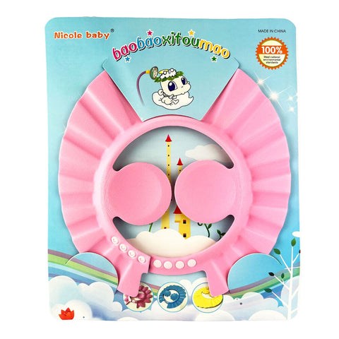 Nicole Baby Pink Shampoo Hat Soft Bath Visor Adjustable & Eco-Safe