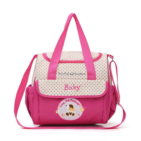 Baby & Me Pink Diaper Bag Spacious Nappy Tote for Bottles and Clothes