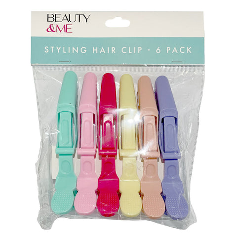 Beauty & Me Hair Clips 6 Pack Pastel Crocodile Styling Clips for All Hair