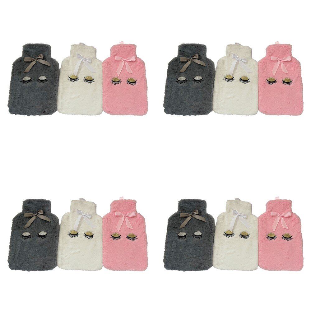 Health & Beauty Soft Plush Hot Water Bottle Cover Sleepy Eyes with Velcro - Random Colour Supplied Pack of 4