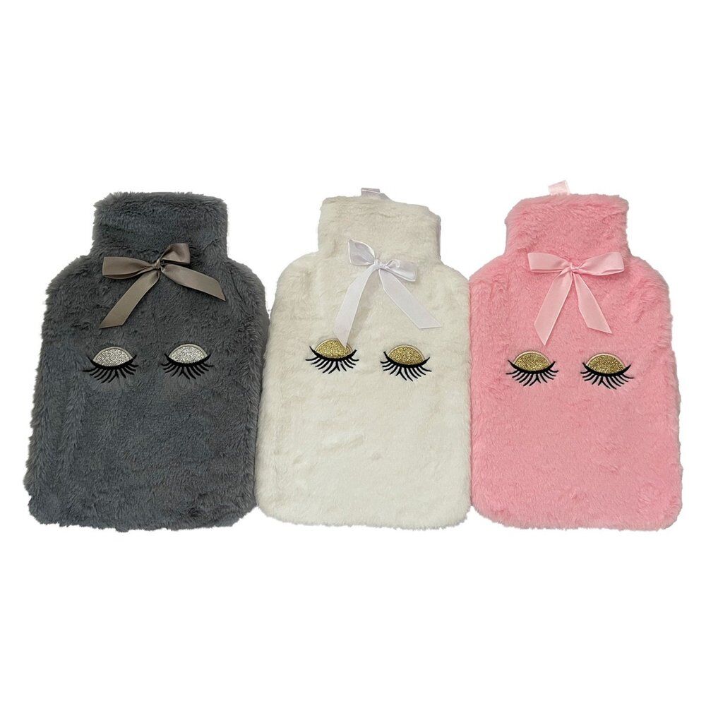 Health & Beauty Soft Plush Hot Water Bottle Cover Sleepy Eyes with Velcro - Random Colour Supplied Pack of 5