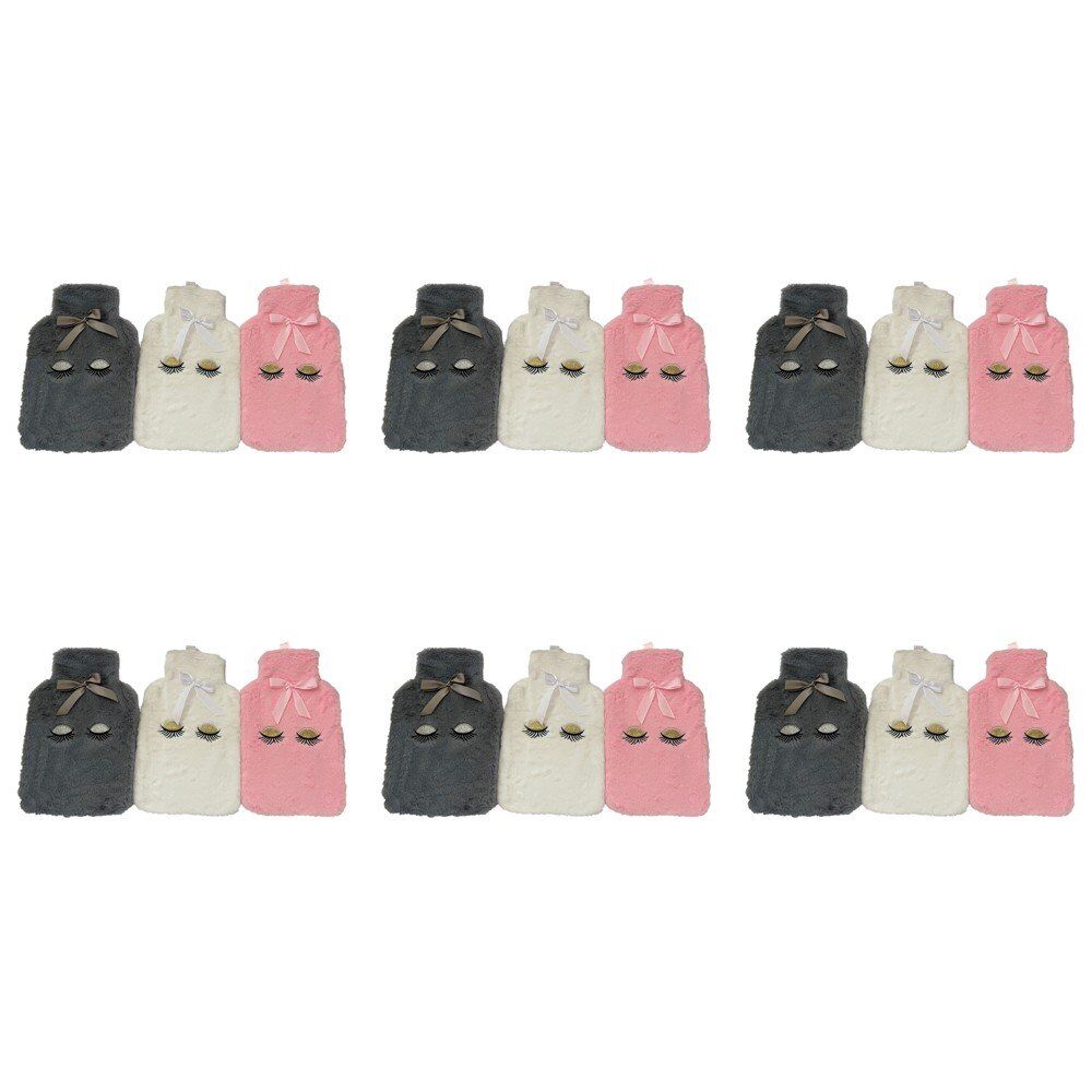 Health & Beauty Soft Plush Hot Water Bottle Cover Sleepy Eyes with Velcro - Random Colour Supplied Pack of 6