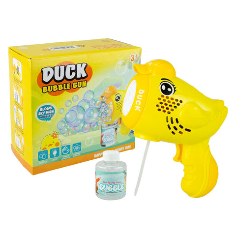 Duck Bubble Gun for Kids Light Up Bubble Blaster with Solution Included