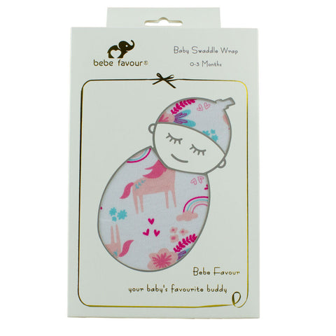 Bebe Favour Baby Swaddle Wrap Pink 0D3 Months 100% Cotton Gift Ready