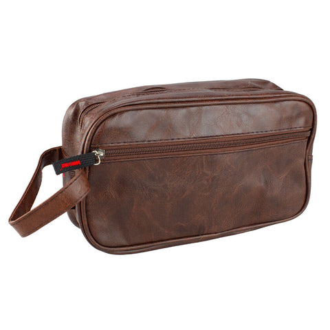 Crewman Toiletry Wet Pack Brown Travel Zip Bag with Handle & Storage