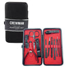 Crewman MenOs Manicure Set 12pc Grooming Kit in Black & Red Travel Case
