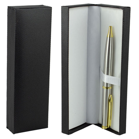 Twist Ballpoint Pen Silver with Gold Trim in Premium Gift Box