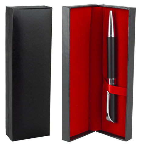 Twist Ballpoint Pen Black with Chrome Trim in Red Velvet Gift Box