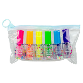 6pc Neon Highlighter Set Nail Polish Bottle Design with Pencil Case