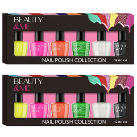 Beauty & Me 6pc Fluro Neon Nail Polish Set 12ml Gift Boxed 2 Pack