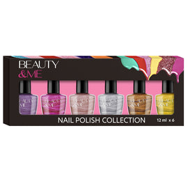 Beauty & Me 6pc Metallic Nail Polish Set Shimmer Colours 12ml Gift Box