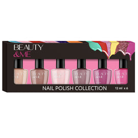 Beauty & Me 6pc Nude Nail Polish Set Neutral Pink Shades 12ml Gift Box