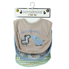 Duck Duck Goose 3pc Baby Bib Set Hello Big World Theme 0D6 Months