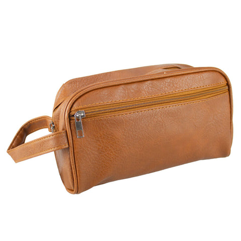 Crewman Mens Tan Travel Toiletry Wet Pack with Handle & Zip Pockets