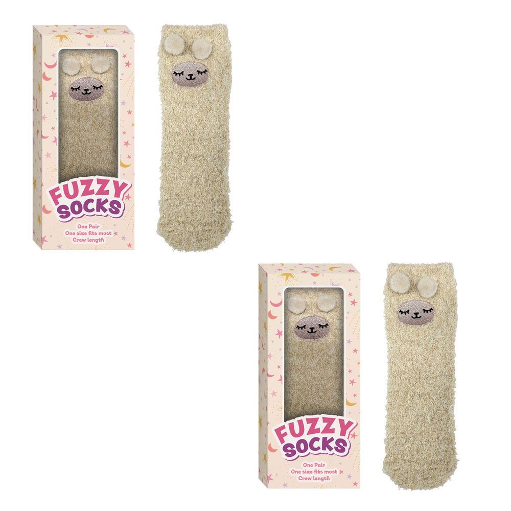 Fuzzy Alpaca Crew Socks Gift Boxed Pack of 2 One Size Fits Most