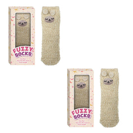 Fuzzy Alpaca Crew Socks Gift Boxed Pack of 2 One Size Fits Most
