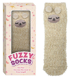 Fuzzy Crew Socks Alpaca Design Gift Boxed One Size Fits Most