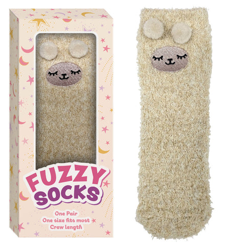 Fuzzy Crew Socks Alpaca Design Gift Boxed One Size Fits Most