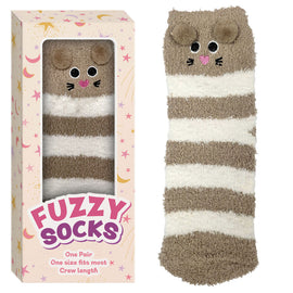 Fuzzy Crew Socks Mouse Design Gift Boxed One Size Fits Most