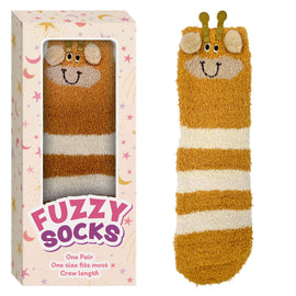 Fuzzy Crew Socks Giraffe Design Gift Boxed One Size Fits Most