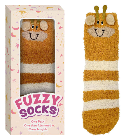 Fuzzy Crew Socks Giraffe Design Gift Boxed One Size Fits Most